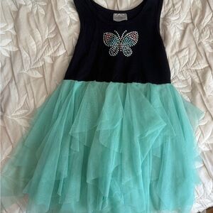 Black and Teal Dress with Butterfly Design